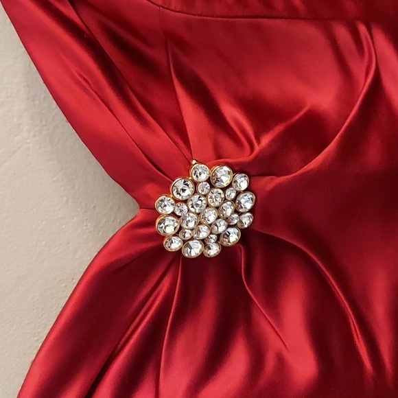 MILLY Ruby Red Sweetheart Silk Dress - Picture 3 of 16